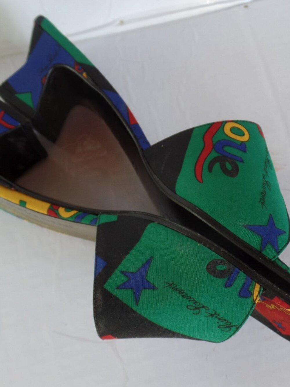 YSL Logo Satin Mod Heels Made in Italy Leather Soles Sz 7.5 Yves Saint Laurent - Picture 3 of 10